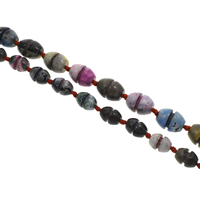 Feuerachat Perle, oval, verschiedene Größen vorhanden, gemischte Farben, Bohrung:ca. 1.5mm, verkauft per ca. 15 ZollInch Strang