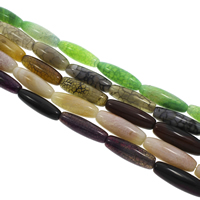 Geknister Achat Perle, oval, keine, 12x37mm-15x41mm, Bohrung:ca. 2mm, ca. 10PCs/Strang, verkauft per ca. 15.5 ZollInch Strang