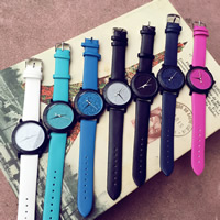 Unisex Wrist Watch, PU Leather, with Tibetan Style dial & Glass, stainless steel pin buckle, painted, adjustable & colorful powder, more colors for choice, 40x8mm, Length:Approx 9.5 Inch, Sold By PC