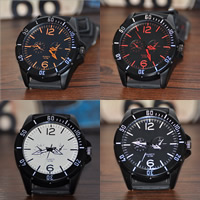Men Wrist Watch, Silicone, with Tibetan Style dial & Glass, stainless steel pin buckle, painted, adjustable & for man, more colors for choice, 50x14mm, 30mm, Length:Approx 10.5 Inch, Sold By PC
