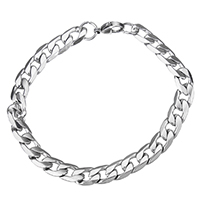 Stainless Steel Jewelry Bracelet, curb chain, original color, 8.50x13x2.50mm, Length:Approx 9 Inch, 10Strands/Lot, Sold By Lot