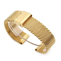 Bracelets de montre, acier inoxydable, Placage de couleur d'or, 200mm, 25mm, Vendu par fixé