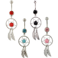 Stainless Steel Belly Ring, with Plastic, with rhinestone, more colors for choice, 60mm, 1.6mm, Sold By PC