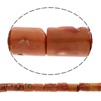 Natural Coral Beads, Column, light orange, 20x19mm-34x24mm, Hole:Approx 1mm, Approx 18PCs/Strand, Sold Per Approx 15.5 Inch Strand