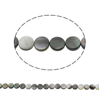 Black Shell Beads, Flat Round, natural, 10x2mm, Hole:Approx 1mm, Approx 40PCs/Strand, Sold Per Approx 15.5 Inch Strand