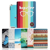 PU Leather IPad Case, with PC Plastic, Rectangle, brushwork, for iPad 6 Air2 & different designs for choice, Sold By PC