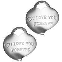 Stainless Steel Heart Pendants, word I love you forever, original color, 13x15x0.80mm, Hole:Approx 4x3mm, 2000PCs/Lot, Sold By Lot