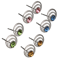 Stainless Steel Stud Earrings without earnut & with rhinestone 0.8mm Sold By Lot