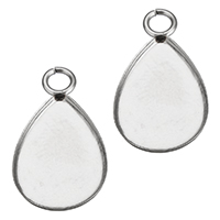 Stainless Steel Pendant Setting, Teardrop, original color, 11x19x1mm, Hole:Approx 2mm, Inner Diameter:Approx 10x14mm, 500PCs/Lot, Sold By Lot