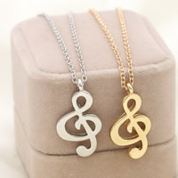 Tibetan Style Jewelry Necklace, with iron chain, with 5cm extender chain, Music Note, plated, oval chain, more colors for choice, lead & cadmium free, 28x15mm, Sold Per Approx 17.5 Inch Strand