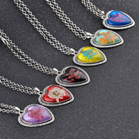 Tibetan Style Jewelry Necklace, with Dried Flower & iron chain & Resin, antique silver color plated, rolo chain, more colors for choice, lead & cadmium free, 32x32mm, Sold Per Approx 15 Inch Strand