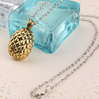 Zinc Alloy Jewelry Necklace with iron chain Pineapple plated oval chain & two tone lead & cadmium free Sold Per Approx 19.5 Inch Strand