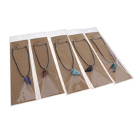 Gemstone Necklace, with Waxed Linen Cord & OPP Bag & Tibetan Style, with 5cm extender chain, pendulum, platinum color plated, different materials for choice, 15x27mm, Sold Per Approx 15.5 Inch Strand