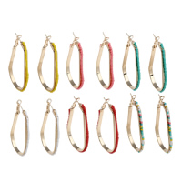 Järn Öronring, med Glass Seed Beads, guldfärg pläterade, fler färger för val, leda & kadmiumfri, 35x60x4mm, Säljs av Par