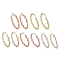 Jern Hoop Earring, med Glas Seed Beads, guldfarve belagt, flere farver til valg, bly & cadmium fri, 53x54x4mm, Solgt af par