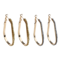 Jern Hoop Earring, med Glas Seed Beads, guldfarve belagt, flere farver til valg, bly & cadmium fri, 35x60x4mm, Solgt af par