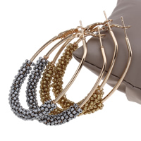 Jern Hoop Earring, med Glas Seed Beads, guldfarve belagt, flere farver til valg, bly & cadmium fri, 39x62x7mm, Solgt af par
