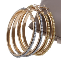 Jern Hoop Earring, med Glas Seed Beads, guldfarve belagt, flere farver til valg, bly & cadmium fri, 55x56x4mm, Solgt af par