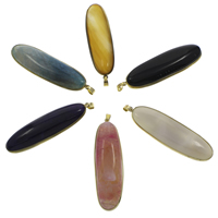 Agate Jewelry Pendants, with Brass, gold color plated, dyed & different materials for choice, 21x75x11mm-22x76x14mm, Hole:Approx 4x5mm, 5PCs/Bag, Sold By Bag