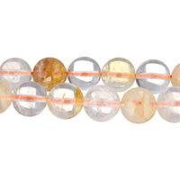 Perles Citrine naturelles, perles de citrine, Rond, Novembre Birthstone & normes différentes pour le choix, Trou:Environ 1mm, Longueur:Environ 15.5 pouce, Vendu par lot