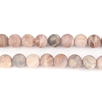 Sonnenstein Perle, rund, natürlich, verschiedene Größen vorhanden & satiniert, Bohrung:ca. 1mm, verkauft per ca. 15.5 ZollInch Strang