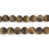 Tigerauge Perlen, rund, natürlich, verschiedene Größen vorhanden & satiniert, Klasse AB, Bohrung:ca. 1mm, verkauft per ca. 15.8 ZollInch Strang