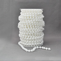 Grano guirnalda Strand, Perlas de plástico ABS, con carrete de plástico, Esférico, Blanco, 8mm, 20m/UD, 20m/UD, Vendido por UD
