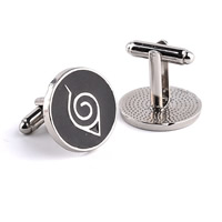 Cufflinks, Tibetan Style, Flat Round, platinum color plated, enamel, lead & cadmium free, 20mm, Sold By Pair