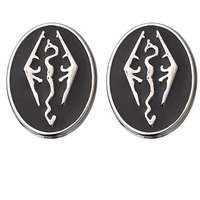 Cufflinks Zinc Alloy Flat Oval platinum color plated enamel lead & cadmium free 20mm Sold By Pair