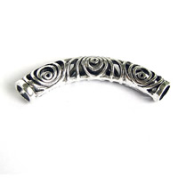 Tibetan Style Tube Beads, antique silver color plated, hollow, nickel, lead & cadmium free, 52x8mm, Hole:Approx 6mm, 100PCs/Lot, Sold By Lot
