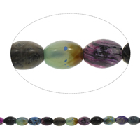 Feuerachat Perle, oval, gemischte Farben, 13x18mm, Bohrung:ca. 1.5mm, ca. 21PCs/Strang, verkauft per ca. 15 ZollInch Strang