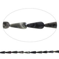 Feuerachat Perle, Tropfen, gemischte Farben, 8x20mm, Bohrung:ca. 1.5mm, ca. 19PCs/Strang, verkauft per ca. 15 ZollInch Strang