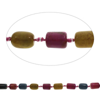 Geknister Achat Perle, Zylinder, gemischte Farben, 14x18mm-15x22mm, Bohrung:ca. 1.5mm, ca. 14PCs/Strang, verkauft per ca. 14 ZollInch Strang