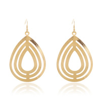 Iron Drop Earring, Teardrop, gold color plated, nickel, lead & cadmium free, 68x48mm, Sold By Pair