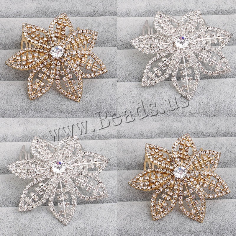 Bridal Decorative Hair Comb Zinc Alloy Flower plated for bridal & with rhinestone lead & cadmium free Sold By PC
