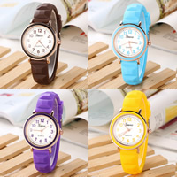 Women Wrist Watch Silicone with zinc alloy dial & Glass stainless steel pin buckle gold color plated adjustable & enamel 30mm Length Approx 9.5 Inch Sold By PC