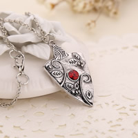 Zinc Alloy Jewelry Necklace with iron chain antique silver color plated oval chain & with rhinestone lead & cadmium free Sold Per Approx 19.6 Inch Strand