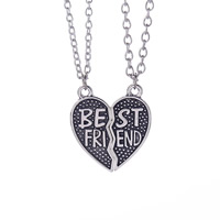 Zinc Alloy Puzzle Friendship Necklace with iron chain with 5cm extender chain Heart word best friend antique silver color plated oval chain & enamel lead & cadmium free Length Approx 17.7 Inch Sold By Pair
