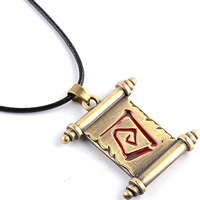 Tibetan Style Jewelry Necklace, with Waxed Linen Cord, antique bronze color plated, enamel, lead & cadmium free, 32x20mm, Sold Per Approx 19.6 Inch Strand
