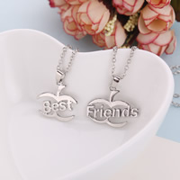 Tibetan Style Puzzle Friendship Necklace, with iron chain, with 5cm extender chain, Letter, word best friend, platinum color plated, oval chain, lead & cadmium free, 30x24mm, Length:Approx 17.7 Inch, Sold By Pair
