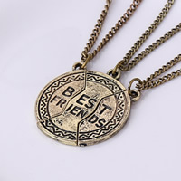Zinc Alloy Puzzle Friendship Necklace with iron chain Flat Round word best friend antique bronze color plated twist oval chain lead & cadmium free 35mm Length Approx 19.6 Inch Sold By Set