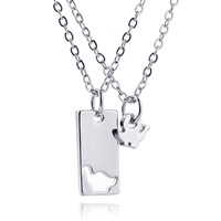 Tibetan Style Puzzle Friendship Necklace, with iron chain, Rectangle, platinum color plated, oval chain, lead & cadmium free, 15x7mm, 10mm, Length:Approx 17.7 Inch, Sold By Pair