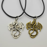 Zinc Alloy Jewelry Necklace with PU Leather Dragon plated lead & cadmium free Sold Per Approx 19.6 Inch Strand