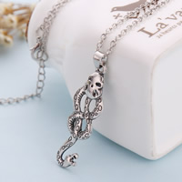 Zinc Alloy Jewelry Necklace with iron chain with 5cm extender chain Snake antique silver color plated oval chain lead & cadmium free Sold Per Approx 17.7 Inch Strand