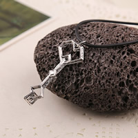 Zinklegierung Schmuck Halskette, mit PU Leder, mit Verlängerungskettchen von 5cm, antik silberfarben plattiert, frei von Blei & Kadmium, 47x21mm, verkauft per ca. 17.7 ZollInch Strang