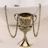 Zinek šperky náhrdelník, s železný řetěz, s 5cm extender řetězce, Trofej, starožitný barva pozlacený, oválný řetězu, olovo a kadmium zdarma, 52x36mm, Prodáno za Cca 19.6 inch Strand