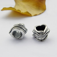 Tibetan Style Large Hole Bead, Column, antique silver color plated, 10.50x14mm, Hole:Approx 8mm, 100PCs/Lot, Sold By Lot