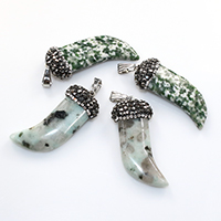 Gemstone Pendants Jewelry with brass bail & Rhinestone Clay Pave Horn platinum color plated natural Approx Sold By Lot
