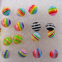 Resin Earring plastic post pin Flat Round stripe mixed colors Sold By Lot