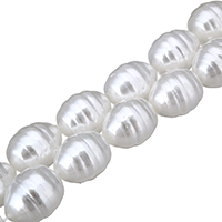 South Sea Shell perle, Oval, prirodan, bijel, 13x15mm, Rupa:Približno 1mm, Dužina Približno 16 inčni, 5pramenovi/Lot, Približno 25računala/Strand, Prodano By Lot